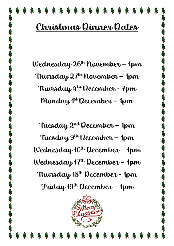 Christmas Dinner Dates 2025